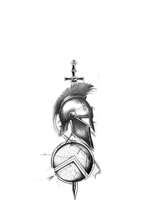 Chest Tattoo Inspiration, Geometric Warrior Tattoo, Spartan Shield And Spear Tattoo, Tattoo Ideas For Men Greek Mythology, Back Of Tricep Tattoo Men Ideas, Spartan 300 Tattoo, Spartan Symbol Tattoo, Greek Style Tattoos Men, Unique Arm Tattoos Men