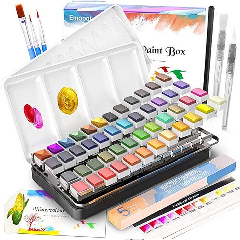 Beginners Art, Beginner Art, Watercolor Paint Set, Acrylic Paint Pens, Water Brush, Color Kit, Premium Colors, Pen And Watercolor, Painted Boxes