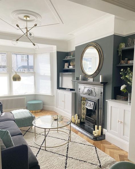 All Posts • Instagram Victorian Terrace Living Room, Edwardian Living Room, 1930s Living Room, Sage Living Room, Alcove Ideas Living Room, Lounge Room Styling, Victorian House Interiors, Terrace Living Room, Living Room Wall Color