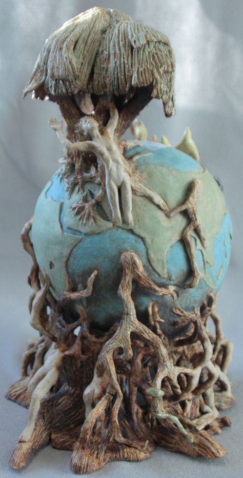 Schuder Studios ceramic sculpture - human nature Pottery Human Figures, Big Ceramics Projects, Nature Sculpture Art, Ap Ceramics, Figurative Ceramics, Earthy Ceramics, Environmental Sculpture, Ib Art, Parting Hair