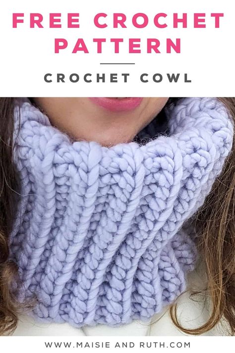 Learn how to crochet this super fast and easy chunky winter cowl! This free crochet pattern is ideal for beginners or those looking for a quick crochet project. A video tutorial is also included. Add this easy crochet pattern to your boards! #crochetprojectsfreepattern #freecrochetpatternseasyfast Beginning Crochet, Crochet Cowl Free Pattern, Knit Beanie Pattern, Quick Crochet Projects, Fast Crochet, Crochet Neck Warmer, Crochet Cowl Pattern, Easy Crochet Patterns Free, Crochet Winter