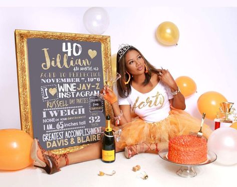 40th Birthday or any age - Adult smash cake photo prop Birthday Chalkboard Sign - DIGITAL FILE 40th birthday, 30th birthday, photoshoot, photo prop, 50th birthday, milestone birthday sign, personalized birthday sign Women Party Ideas, 40th Bday Ideas, Funny Happy Birthday Pictures, 45th Birthday, Birthday Milestone, Cake Photo, Happy Birthday Pictures, Birthday Chalkboard, Cake Smash Photos