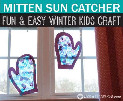 Paper Sun Catchers, Contact Paper Crafts, 1st Grade Crafts, Paper Sun, Toddler Themes, Kids Mittens, Suncatcher Craft, Winter Activities For Kids, Winter Mittens