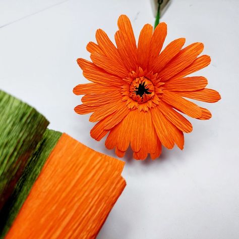 Paper Flower Video, Gerbera Daisy Flower, Crepe Paper Crafts, Gerbera Flower, Crochet Idea, Flower Video, Flower Festival, Dried And Pressed Flowers, Making Paper