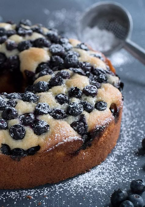 Blueberry Sour Cream Cake, Blueberry Bundt, Blueberry Bundt Cake, Blueberry Cake Recipes, Blueberry Topping, Sour Cream Recipes, Sour Cream Cake, Lemon Blueberry Muffins, Blueberry Desserts