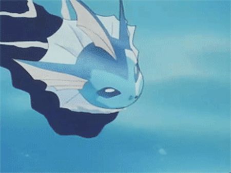 Vaporeon Gif, Pokemon Banner, Japanese Gif, Cute Gifs, Pokemon Gif, Pokemon Eeveelutions, Eevee Evolutions, Blue Banner, Is A Girl