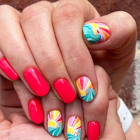 Taylei Williams Osborne on Instagram: "It’s never too early for lake powell nails for my cutie mom😆🌊☀️" Summer Lake Nails, Lake Nails Designs, Plumeria Nail Design, Lake Nails Summer, River Nails, Popsicle Nails, Lake Nails, Turtle Nails, Palm Tree Nail Art