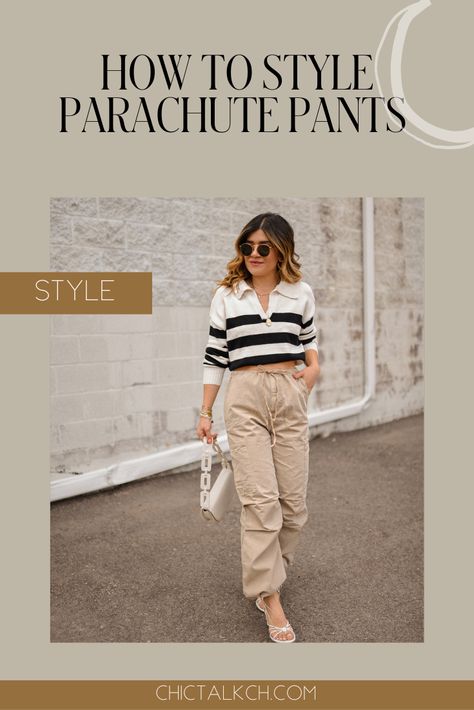 Dress Up Parachute Pants, What To Pair With Parachute Pants, Parachute Pants With Boots, How To Wear Parachute Pants Outfit, Chic Parachute Pants, What To Wear With Parachute Pants, How To Style Parachute Pants, Minimal Classic Outfit, Parachute Pants Outfit