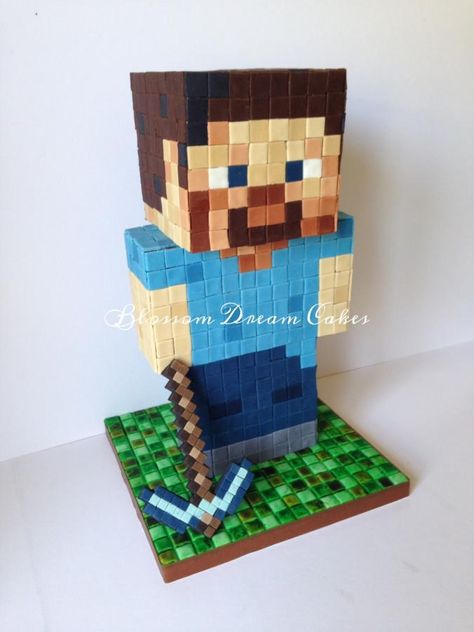 Minecraft Steve - Cake by Blossom Dream Cakes - Angela Morris Minecraft Cake Cupcakes, Minecraft Cake Ideas, Video Game Themed Bedroom, Minecraft Cakes, Minecraft Birthday Cake, Video Game Cakes, Chocolate Mud Cake, Minecraft Steve, Minecraft Birthday Party