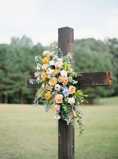 Cross With Flowers For Wedding, Cross Flowers Wedding, Cross With Florals Wedding, Floral On Cross Wedding, Floral Cross Wedding, Cross Wedding Alter Flowers, Cross Arrangements, Cross Flowers, Family Lake House