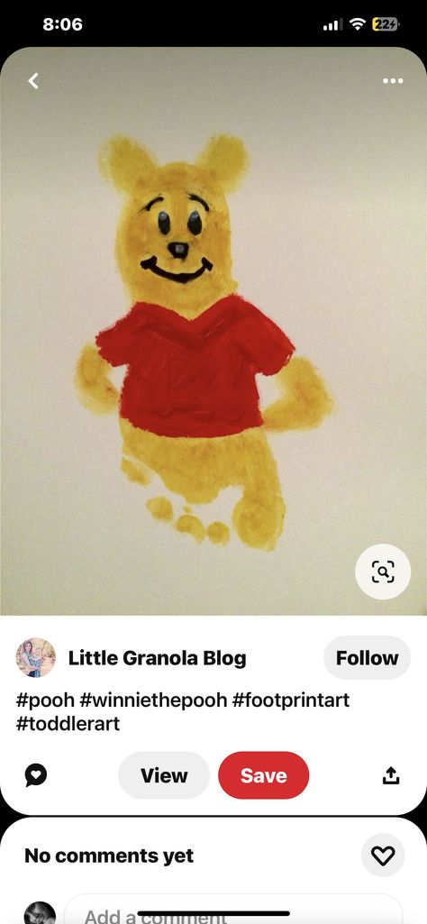 Disney Infant Art, Winnie The Pooh Crafts For Toddlers, Infant Art, Footprint Craft, Disney With A Toddler, Sensory Ideas, Disney Toddler, Disney Artwork, Footprint Art