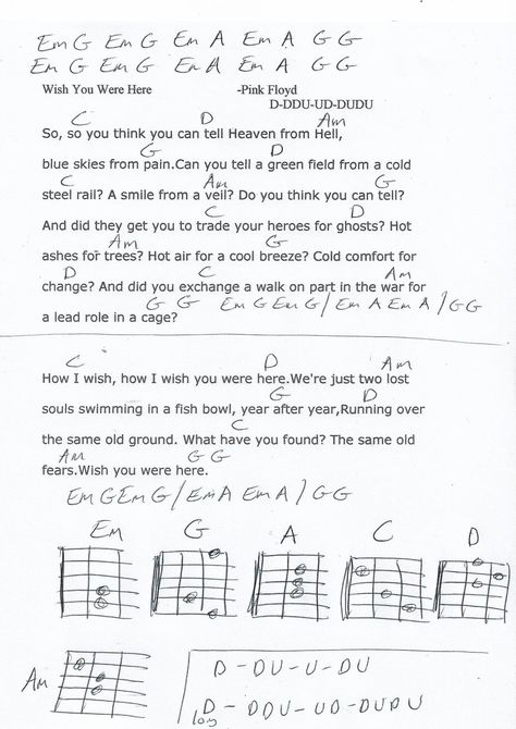 Wish You Were Here Chords, Wish You Were Here Pink Floyd Guitar Chords, Wish You Were Here Guitar Chords, Wish You Were Here Guitar Tab, Wish You Were Here Lyrics, Pink Floyd Guitar, Guitar Songs For Beginners, Ukulele Chords Songs, Guitar Lessons Songs