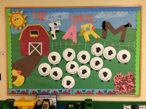 Farm Project Kindergarten, Farm Animal Board Preschool, Farm To Table Classroom Ideas, Farm Boards For Preschool, Farm Theme Bulletin Board Preschool, Farm Bulletin Board Ideas Kindergarten, Farm Theme Decorations For Classroom, Farm Theme Door Preschool, Farm Theme Bulletin Board