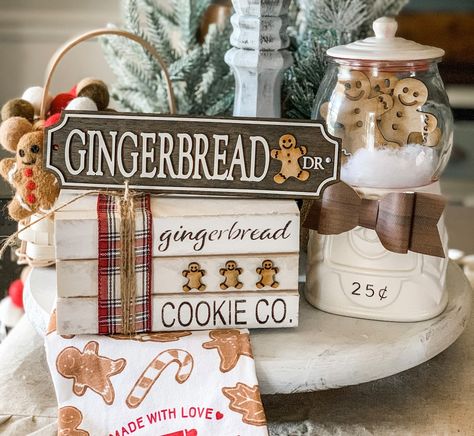 Gingerbread Tiered Tray Decor, Gingerbread Tiered Tray, All Things Gingerbread, Gingerbread Decor, Tray Decor Christmas, Gingerbread Crafts, Gingerbread Christmas Decor, Tiered Tray Diy, Gingerbread Decorations