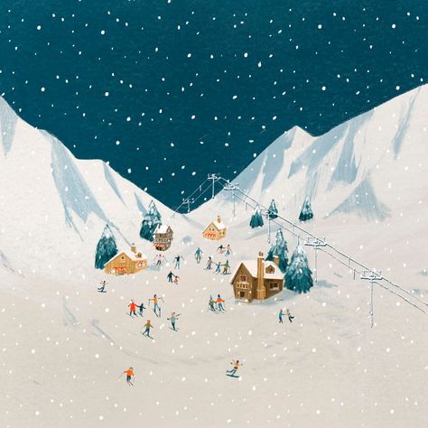 Village Illustration, Skiing Mountains, Illustration Website, Portfolio Designs, Fabric Design Ideas, Ski Village, Colorado Map, Print Marketing, Winter Resort