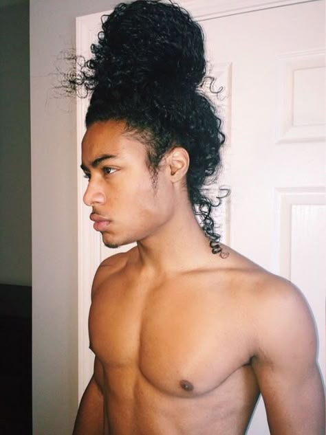 Men's Long Hairstyles, Pelo Afro, Black Men Hairstyles, Man Bun, Curly Hair Men, Long Curly Hair, Long Hair Styles Men, Black Is Beautiful, Haircuts For Men