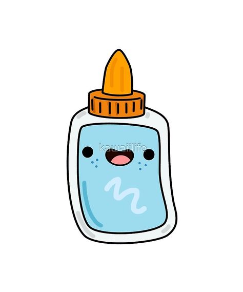 "Kawaii Glue Bottle" by kawaiilife | Redbubble Glue Illustration, Glue Clipart, Sunđer Bob, Bottle Doodle, Doodles Kawaii, Things With Faces, Kawaii Doodle, Art School Supplies, Stickers School