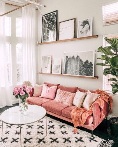 Pink Couches, Room Theater, Minecraft Wall, Room Plants, Pink Couch, Room Mirror, Room Cozy, Pink Living Room, Ideas Room