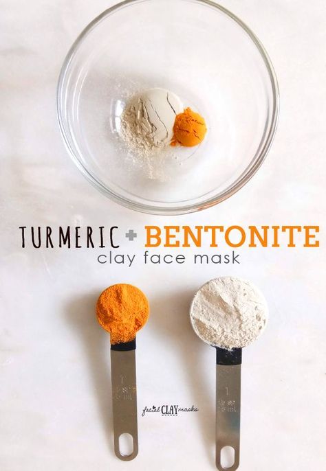 Acne Face Mask Recipe, Clay Face Masks, Clay Mask Recipe, Bentonite Clay Face Mask, Diy Turmeric Face Mask, Bentonite Clay Mask, Turmeric Mask, Turmeric Face Mask, Acne Mask