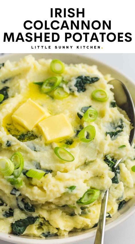 Colcannon is a delicious Irish side dish of mashed potatoes infused with sauteed greens. It's creamy, comforting, and very simple to make! Irish Mashed Potatoes, Colcannon Recipe, Little Sunny Kitchen, Irish Cooking, Irish Dishes, Sunny Kitchen, Sauteed Greens, Braised Lamb, Scottish Recipes