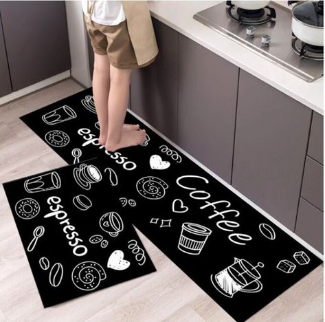 Espresso Written Kitchen Carpet Non-slip Based Washable - Etsy New Zealand Nordic Style Kitchen, Outdoor Entrance, Soft Bedroom, Door Bathroom, Design Your Kitchen, Bathroom Carpet, Kitchen Carpet, Kitchen Mats Floor, Carpet Mat