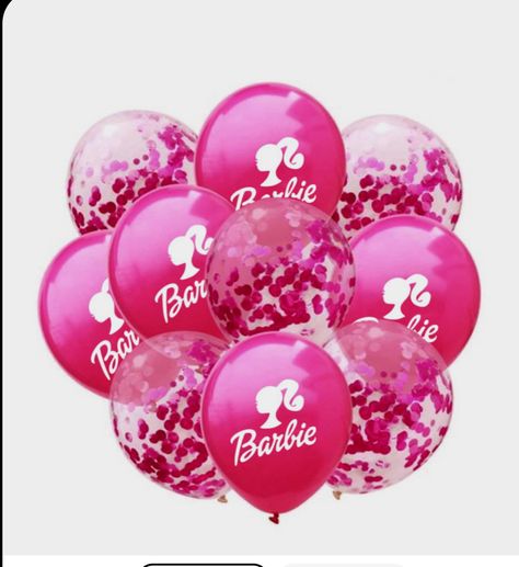 Barbie Balloons, Barbie Bday, Barbie Decorations, Red Confetti, Barbie Bachelorette, Barbie Silhouette, Barbie Party Decorations, Barbie Theme Party, Barbie Birthday Party