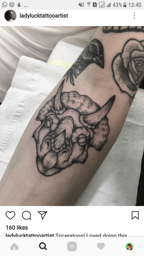 Triceratops tattoo Black And White Tattoo, Woodcut Tattoo, Dinosaur Tattoos, Skeleton Tattoos, Head Tattoos, White Tattoo, Skull Tattoos, Little Tattoos, Tattoo Design Drawings