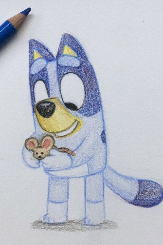 Bluey Sketches, Bluey Drawings Easy, Bluey Arts And Craft, Bluey Painting Ideas, Disney Cartoon Characters Drawing, How To Draw Bluey, Bluey Drawings, Bluey Fanart, Disney Character Sketches