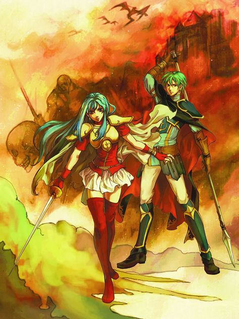 Erika & Ephraim Art - Fire Emblem: The Sacred Stones Art Gallery Ephraim Fire Emblem, Fire Emblem Cosplay, Fire Emblem 4, Stones Art, Fire Emblem Characters, Fire Emblem Awakening, Fire Emblem Heroes, Sacred Stones, Game Pictures