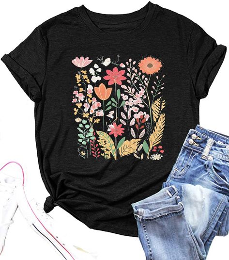 PRICES MAY VARY. ❀Breezy Style: Soft and Breathable,Made from a cotton and polyester,Lightweight short sleeve t-shirt features a flowing floral print perfect for Summer weather comfort. ❀Flowers t-shirt Design: Flowers Shirts,Boho Flower T Shirt, Vintage Floral Graphic Shirt ,Botanical Tee Wildflowers Shirts Garden Lover Top ,Floral Graphic Retro Shirt The women wildflower T Shirt,Fashion Friend Casual Loose Blouse Tees,Classic Vintage Country Music short sleeve Tee Shirt For Women Juniors Girls Floral Shirts Women, Flower T Shirt, Vintage Floral Shirt, Breezy Style, Floral Shirts, Nature Shirts, Summer Nature, Floral Graphic, Shirts Summer