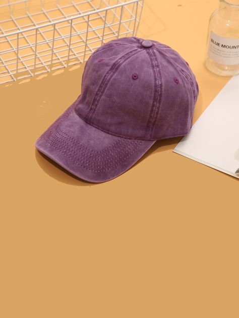 Purple Casual   Cotton Plain Baseball Cap Embellished   Women Accessories Plain Baseball Caps, Plain Caps, Purple Hats, Baseball Hat, Baseball Cap, Caps Hats, Baseball Hats, Women Accessories, Baseball