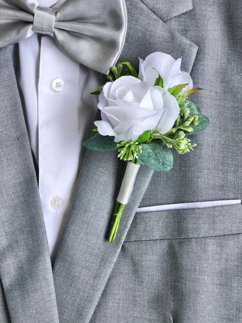 Eucalyptus Boutonniere, Affordable Wedding Flowers, Prom Corsage And Boutonniere, Double Rose, Wedding Boutonnieres, Fake Flower Bouquet, Cascading Bridal Bouquets, Cascading Wedding Bouquets, Artificial Wedding Bouquets