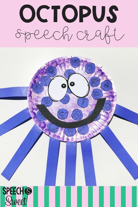 Your speech therapy students will love making this fun and simple octopus craft! This craft is great for articulation therapy, apraxia, phonology, language, or fluency! You can tackle lots of different speech therapy goals with this activity! This is great for summer therapy, an ocean theme, or the end of the year! #speechtherapy #articulation #speechpathology Speech Outfit, Octopus Craft, Preschool Slp, Speech Crafts, Speech Therapy Crafts, Therapy Goals, Preschool Speech Therapy, Play Therapy Techniques, Speech Therapy Games