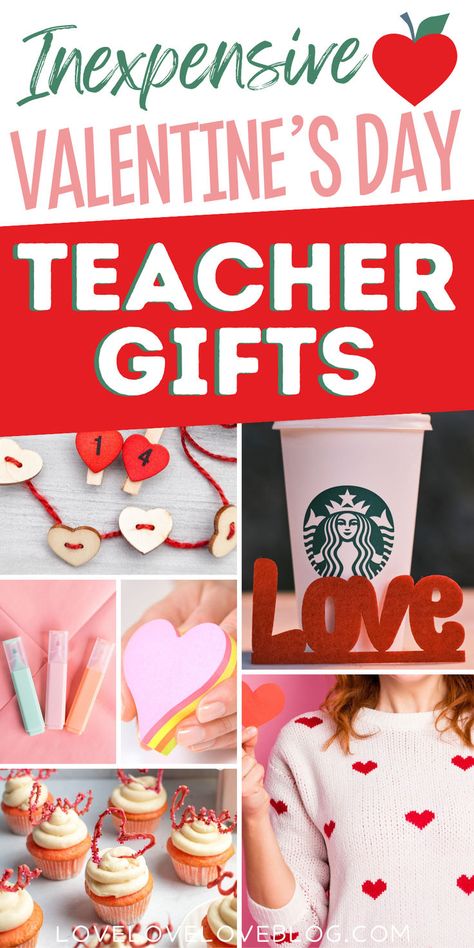 Collage of Valentine's day gifts for teachers. Teacher Gift Ideas, Valentine's Day Gift Baskets, Best Valentine's Day Gifts, Best Teacher Gifts, Cute Ideas, Class Gift, Picture Gifts, Simple Valentine, Gifts For Teachers