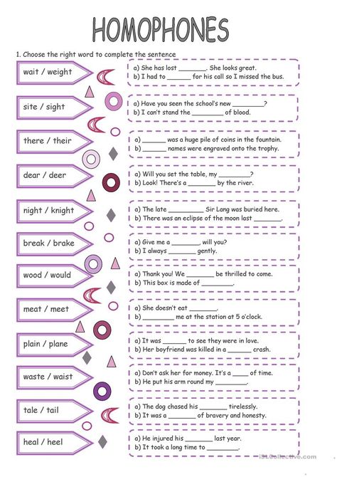 Homophones Activity, Homophones Worksheets, Homophones Words, English Grammar Exercises, Grammar Exercises, Confusing Words, English Phonics, English Grammar Worksheets, English Worksheets For Kids