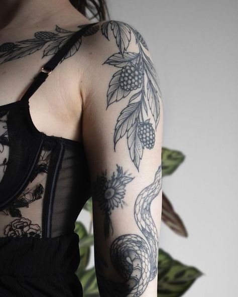 Raspberry Bush Tattoo, Raspberry Branch Tattoo, Branch Tattoo Arm, Raspberry Branch, Raspberry Tattoo, Embroidered Lingerie, Flower Patchwork, Raspberry Bush, Branch Tattoo