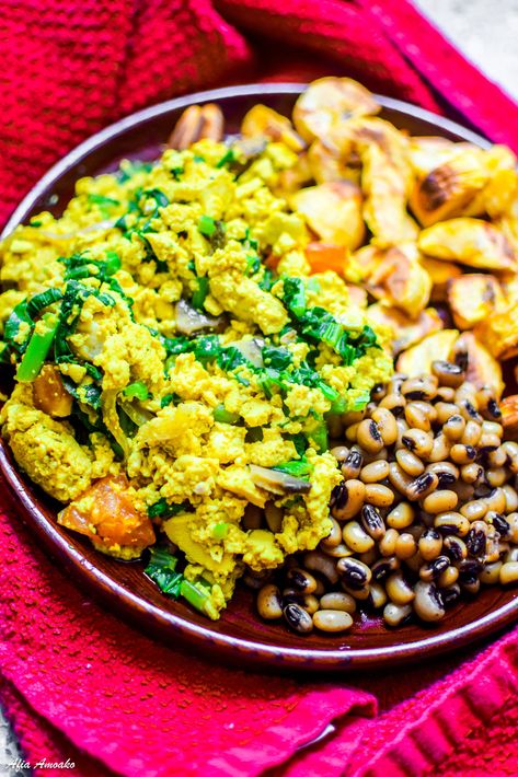 Ghanaian Breakfast, Healthy Full Breakfast, African Breakfast, Vegan African Recipes, Scrambled Tofu, Ghanaian Food, High Protein Breakfast Recipes, Plant Based Recipes Breakfast, Breakfast Vegan