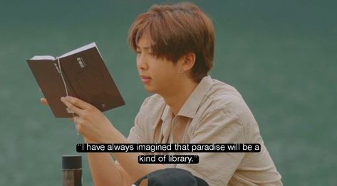 #namjoon #aesthetic #bts #quotes #feelings #inspiration #reading #books #library #life #motivation Namjoon Reading Books Aesthetic, Namjoon Book Reading, Namjoon With Book, Kim Namjoon Reading Book, Rm Reading Book, Boys Reading Books Aesthetic, Namjoon Reading Books, Namjoon Reading, Namjoon Quotes