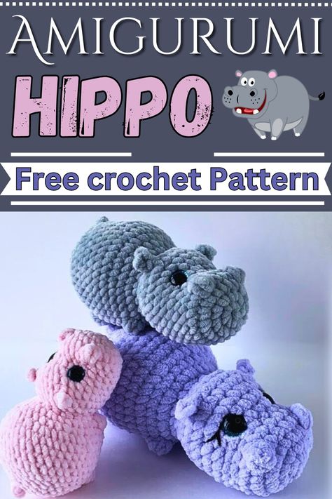 Crochet Hippo Amigurumi Pattern For Animal Lovers Crochet Jaguar Pattern, Simple Animal Crochet Pattern Free, Baby Hippo Crochet Pattern Free, Bulky Yarn Animal Crochet Patterns, Amurguri Crochet, Easy Crochet Elephant Pattern Free, Fun Amigurumi Free Pattern, Purple Amigurumi Free Crochet, Crochet Ideas Animals Easy