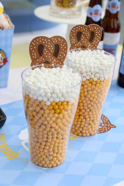 Oktoberfest: Welcome to the Biergarten | CatchMyParty.com German Beer Festival, Oktoberfest Decorations, Pretzel Shape, Wine Markers, Festival Booth, Glass Markers, Wine Glass Markers, Tiffany Blue Wedding, Drink Marker