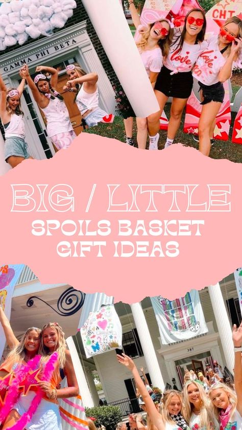 Sorority Big Sister Gifts Ideas, Big Sister Sorority Gifts, Sorority Gift Baskets, Sorority Big Little Baskets, Sorority Little Gifts, Tri Delta Gifts, Sorority Gifts Diy, Sorority Baskets, Little Gifts Sorority