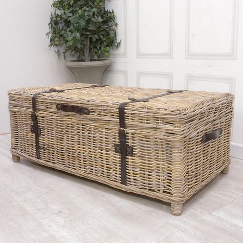 Conservatory Extension Ideas, Woven Coffee Table, Large Wicker Basket, Wicker Trunk, Coffee Table Trunk, Cane Furniture, Large Baskets, Backyard Decor, Colour Scheme