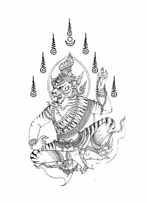 Thai Dragon Tattoo, Tibetan Tattoo, Khmer Tattoo, Compass Art, Buddha Tattoo Design, Thailand Tattoo, Bamboo Tattoo, Buddhist Art Drawing, Sak Yant Tattoo