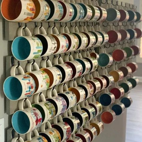 You Are Here Mug Rack - Been There Coffee Mug Rack - Xlarge Coffee Rack With Hooks - XL You Are Here Mug Collection Display Mug Retail Display, Coffee Mug Collection Display, Starbucks Cabinet, Starbucks Mugs Display, Hanging Coffee Mugs On Wall, Starbucks Mug Display Ideas, Mug Hanging Ideas, Mug Wall Display, Mug Holder Ideas