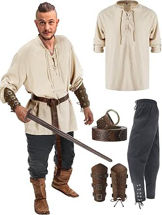 Costume Viking, Viking Cosplay, Pirate Cosplay, Medieval Cosplay, Viking Costume, Vintage Halloween Costume, Pirate Shirts, Halloween Men, Laced Up Shirt