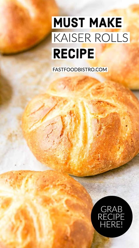 Kaiser Rolls Recipe, Rolls Recipe Easy, Round Bread, Hard Rolls, Kaiser Rolls, Bread Rolls Recipe, Homemade Rolls, Homemade Bread Easy, Artisan Bread Recipes