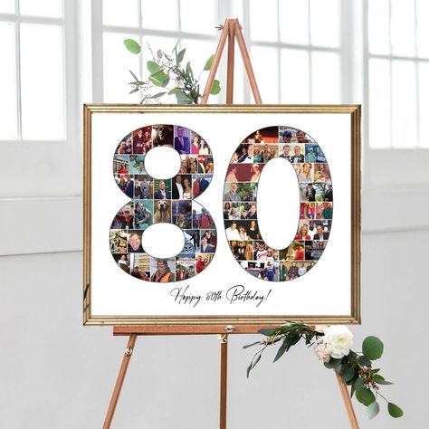 80th Birthday Photo Collage, Anniversary Pictures Collage, Photo Gift for Dad, Multiple Photo Sign, Birthday Party Decoration, DIGITAL FILES Photo Wall Collage For Birthday, 80 Birthday Party Ideas For Men, 60th Birthday Ideas For Mom Decoration, 60th Birthday Photoshoot, 60th Birthday Ideas For Mom Party, 60th Birthday Ideas For Mom, 60th Anniversary Gifts, Pictures Collage, 60th Birthday Party Ideas