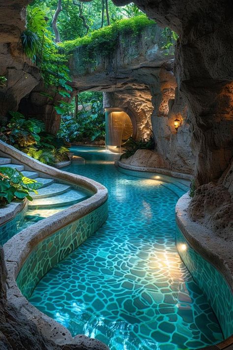 Pools Aesthetic, Unique Pool, Underground Pool, Pool Design Ideas, Dream Backyard Pool, Backyard Layout, Infinity Pools, Lagoon Pool, Luxury Swimming Pools