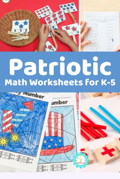 Printable Patriotic Math Worksheets for Elementary Memorial Day Worksheets, Patriotic Math, Patriotic Activities, Kids Stem Activities, Fun Math Worksheets, Maths Activities Middle School, Engineering Activities, Math Activities For Kids, Upper Elementary Math