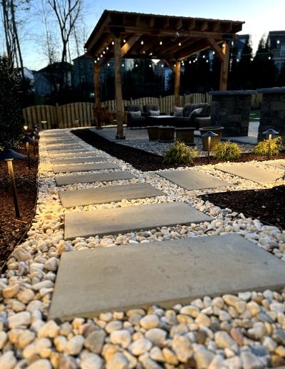 paver patios 4 Stone Paver Patio Ideas, Outdoor Paver Patio Ideas, Backyard Decking, Paver Patio Ideas, Paver Patios, Outdoor Pavers, Walkway Design, Paver Walkway, Patio Pergola